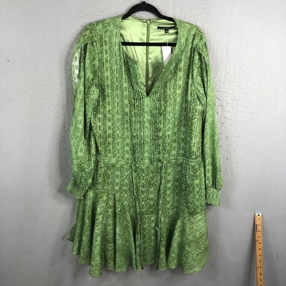 Alex Marie Dresses & Skirts - Alex Marie Dress Womens 14 Green Metallic Gold Pleats Shiny Event Occasion NEW